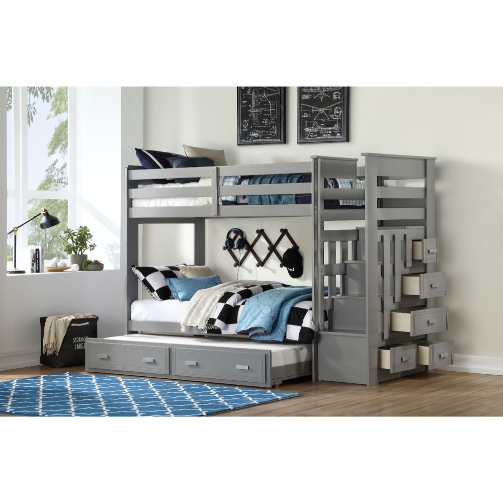 twin/twin bunk bed w/trundle & storage