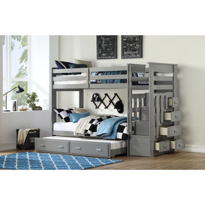 TWIN/TWIN BUNK BED W/TRUNDLE & STORAGE