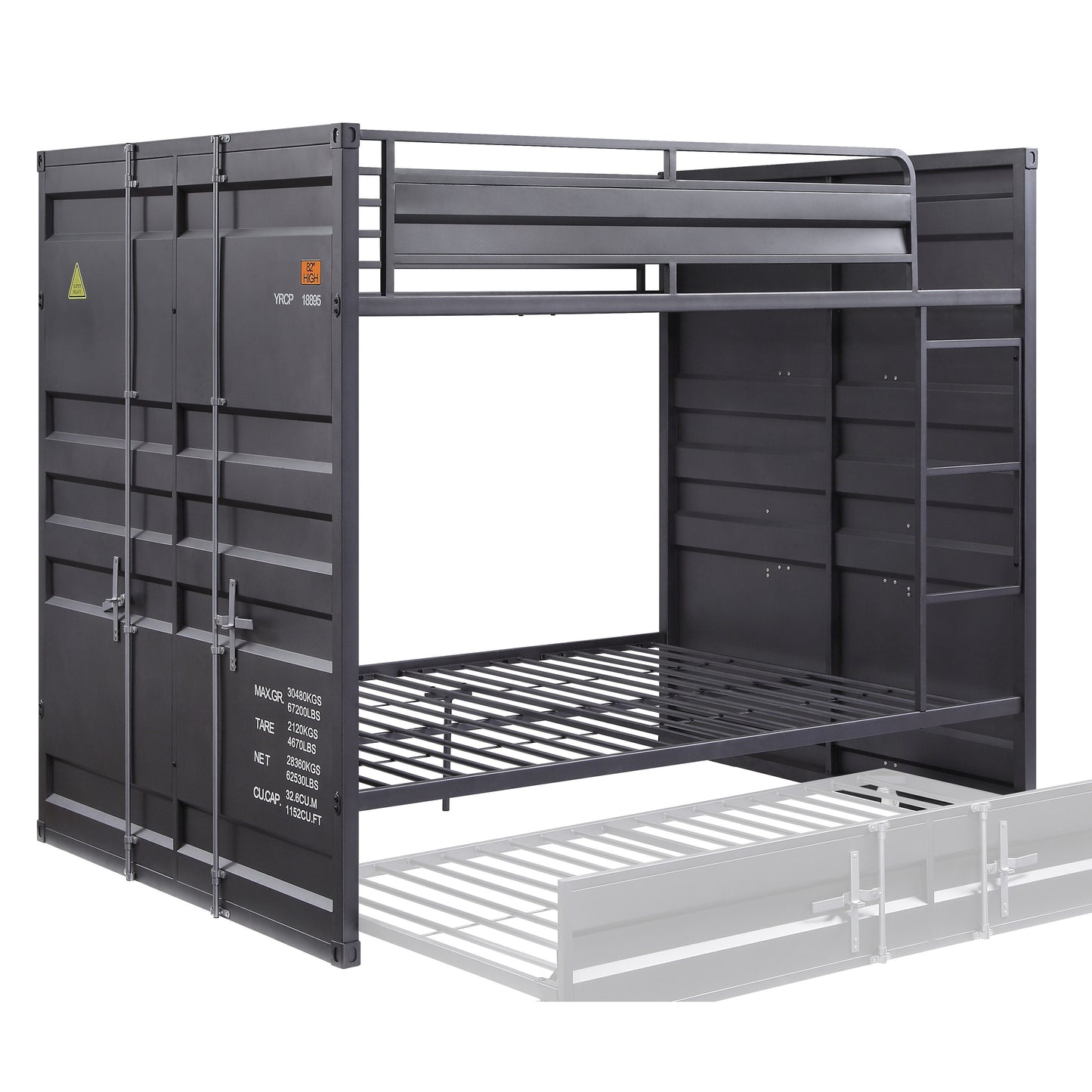 bellona full/full bunk bed, gunmetal finish