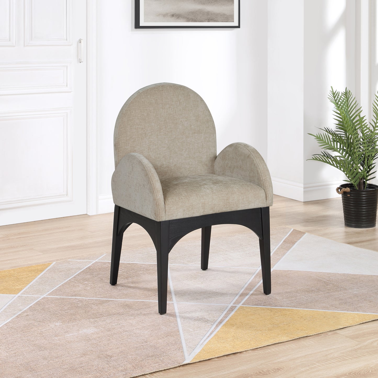 brielle beige chenille fabric dining chair ac