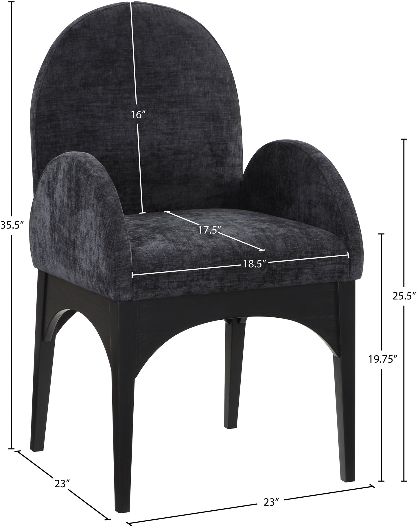 brielle black chenille fabric dining chair ac