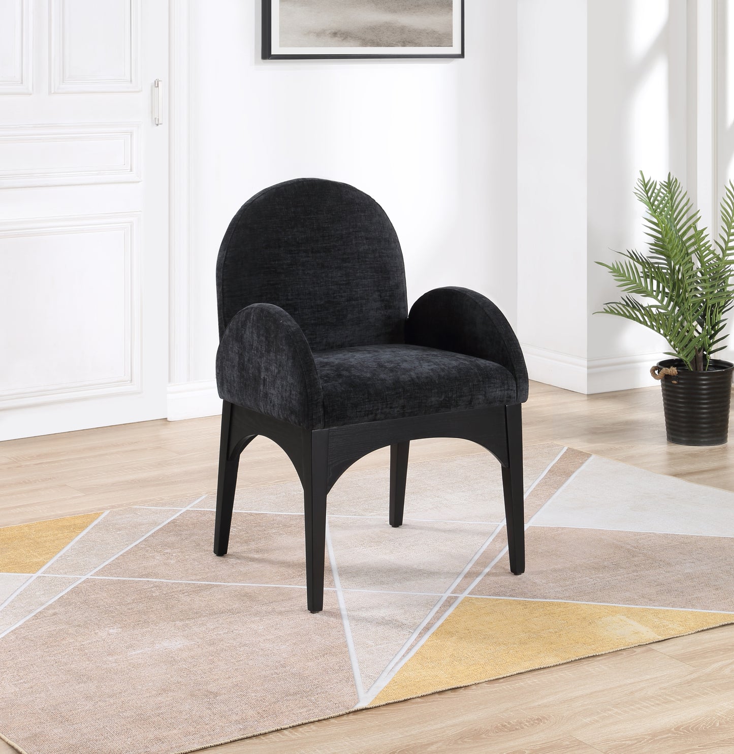 brielle black chenille fabric dining chair ac