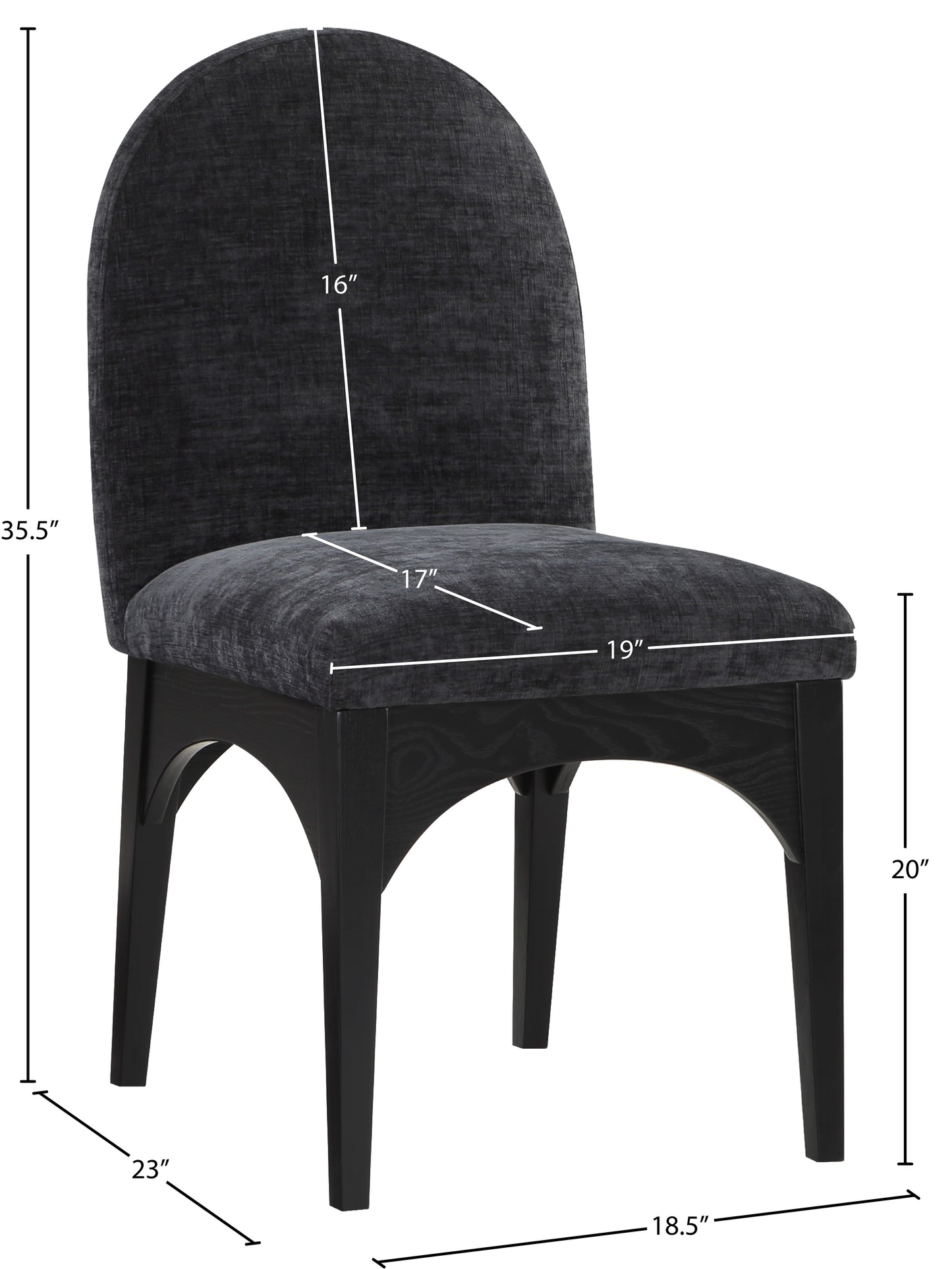 brielle black chenille fabric dining chair sc