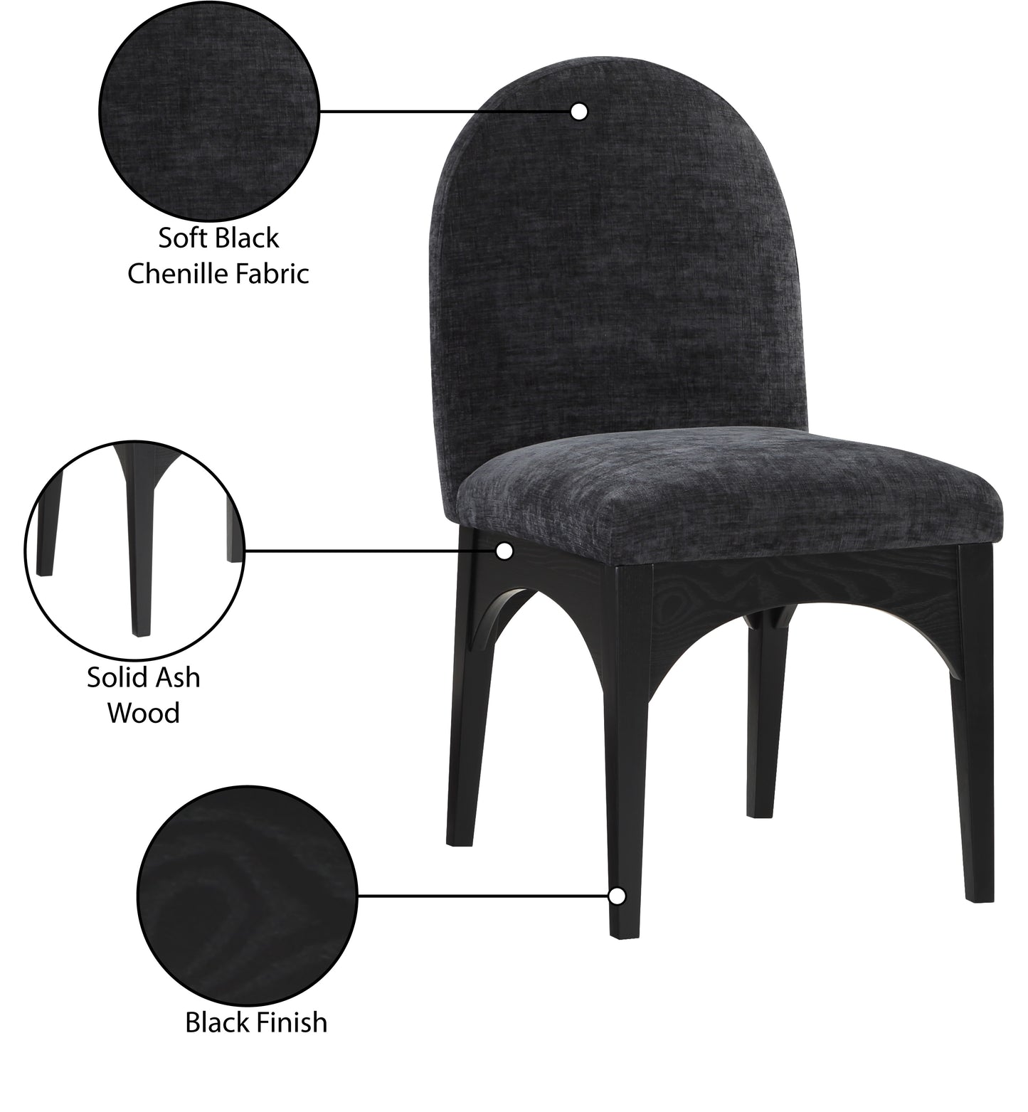 brielle black chenille fabric dining chair sc