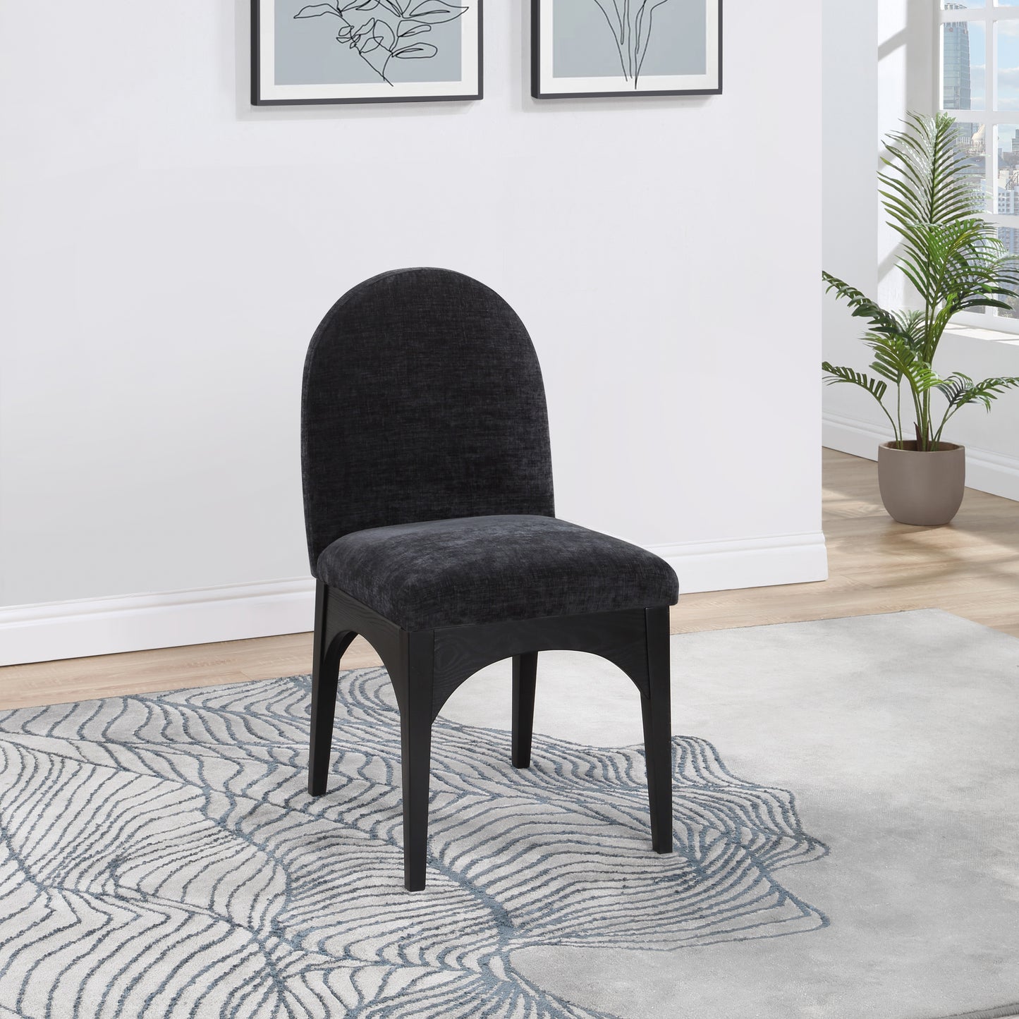 brielle black chenille fabric dining chair sc