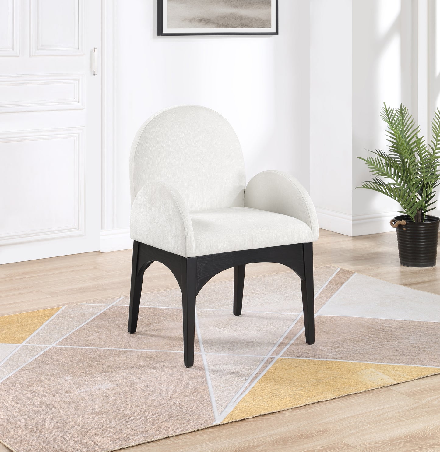 brielle cream chenille fabric dining chair ac