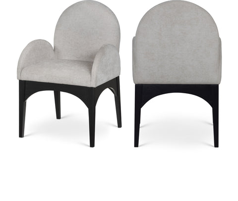 Sage Grey Chenille Fabric Upholstered Dining Arm Chair, 1 Piece (Style 2)