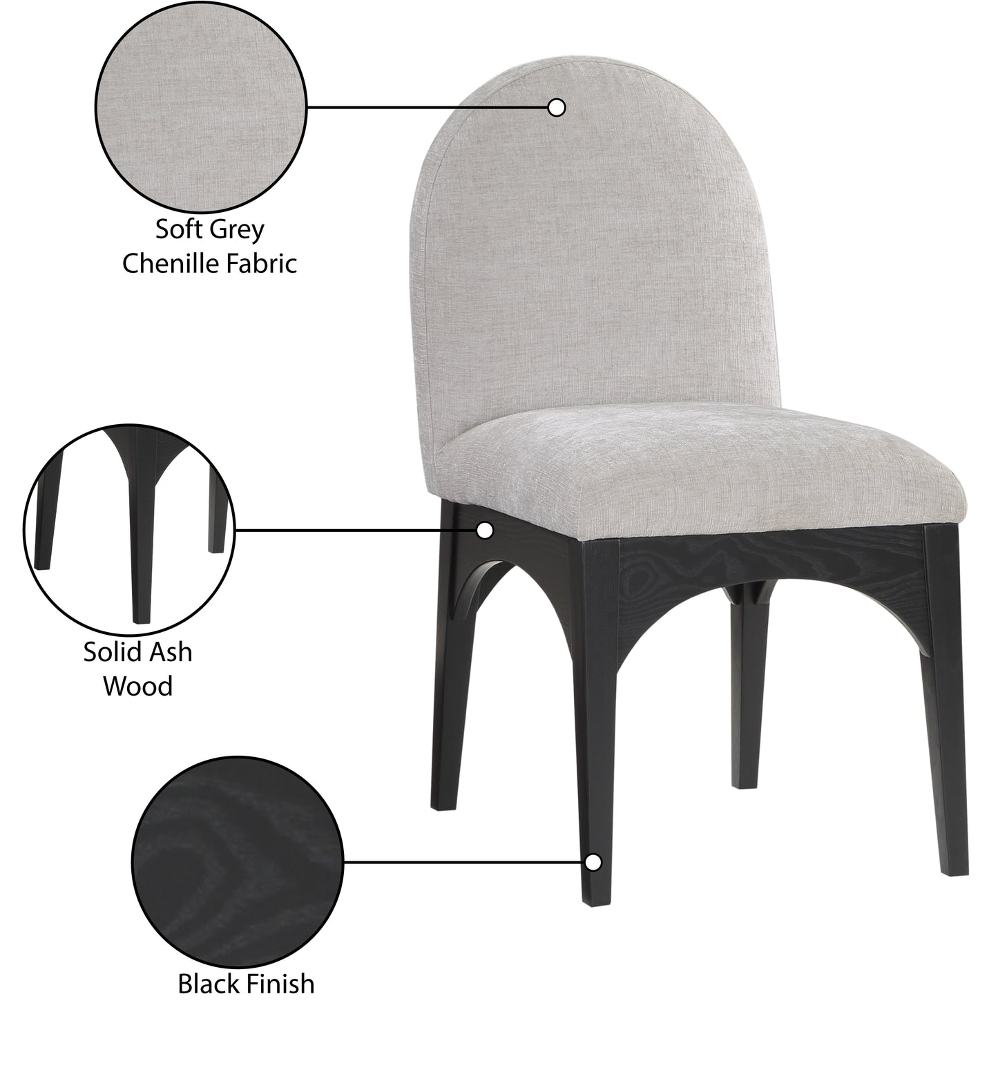 brielle grey chenille fabric dining chair sc