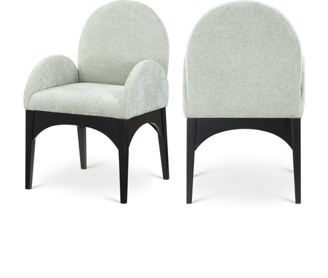 Sage Mint Chenille Fabric Upholstered Dining Arm Chair, 1 Piece (Style 2)