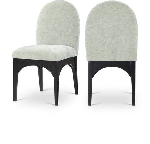 Sage Mint Chenille Fabric Upholstered Dining Side Chair, 1 Piece (Style 2)