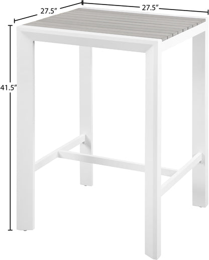 Alyssa Grey Wood Look Accent Paneling Outdoor Patio Aluminum Square Bar Table T