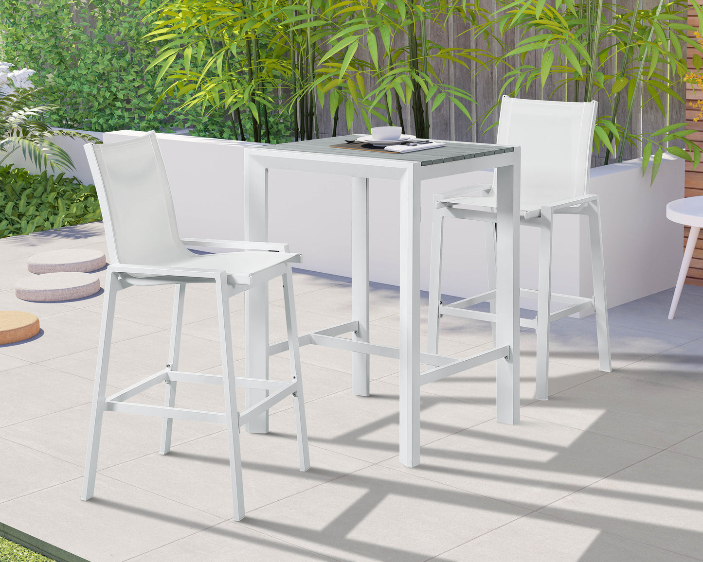 outdoor patio aluminum square bar table