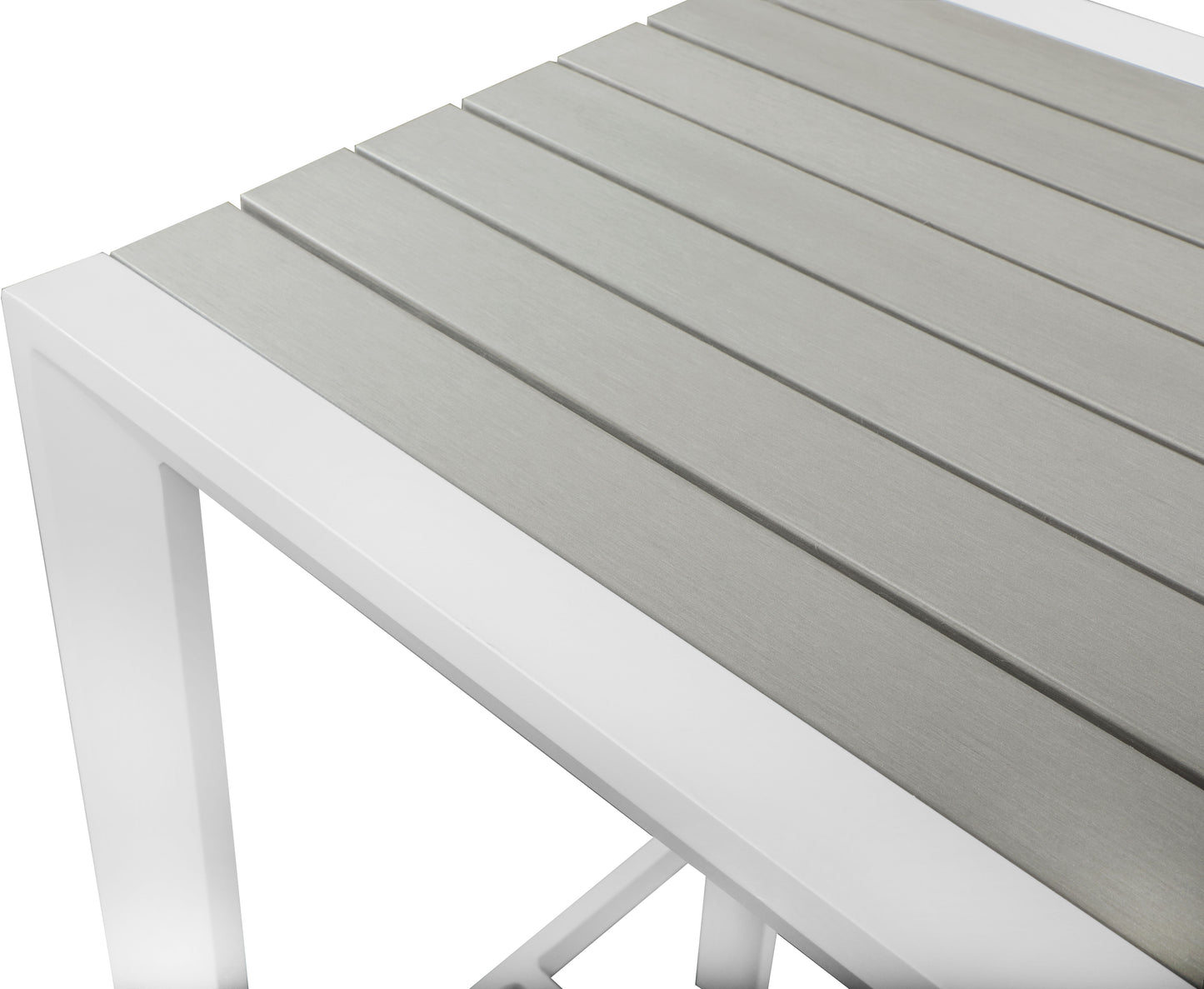 alyssa grey wood look accent paneling outdoor patio aluminum square bar table t