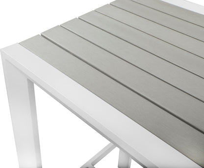 Alyssa Grey Wood Look Accent Paneling Outdoor Patio Aluminum Square Bar Table T