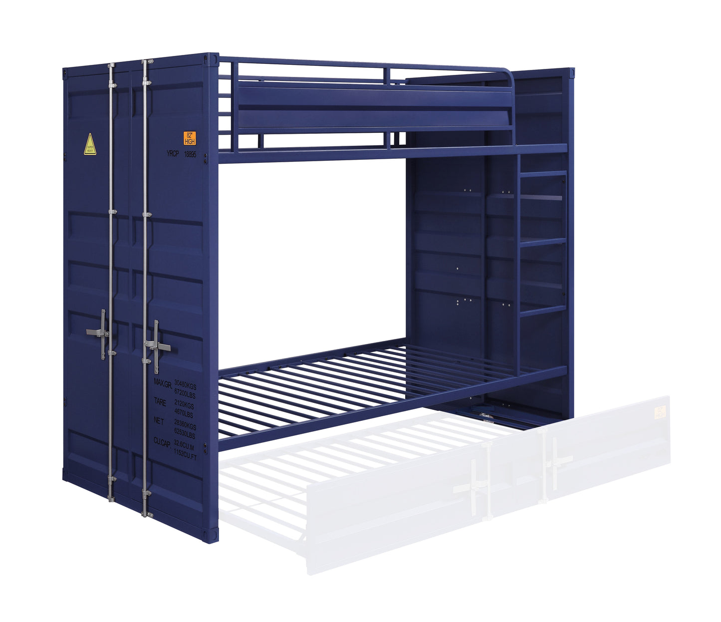 bellona twin/twin bunk bed, blue finish