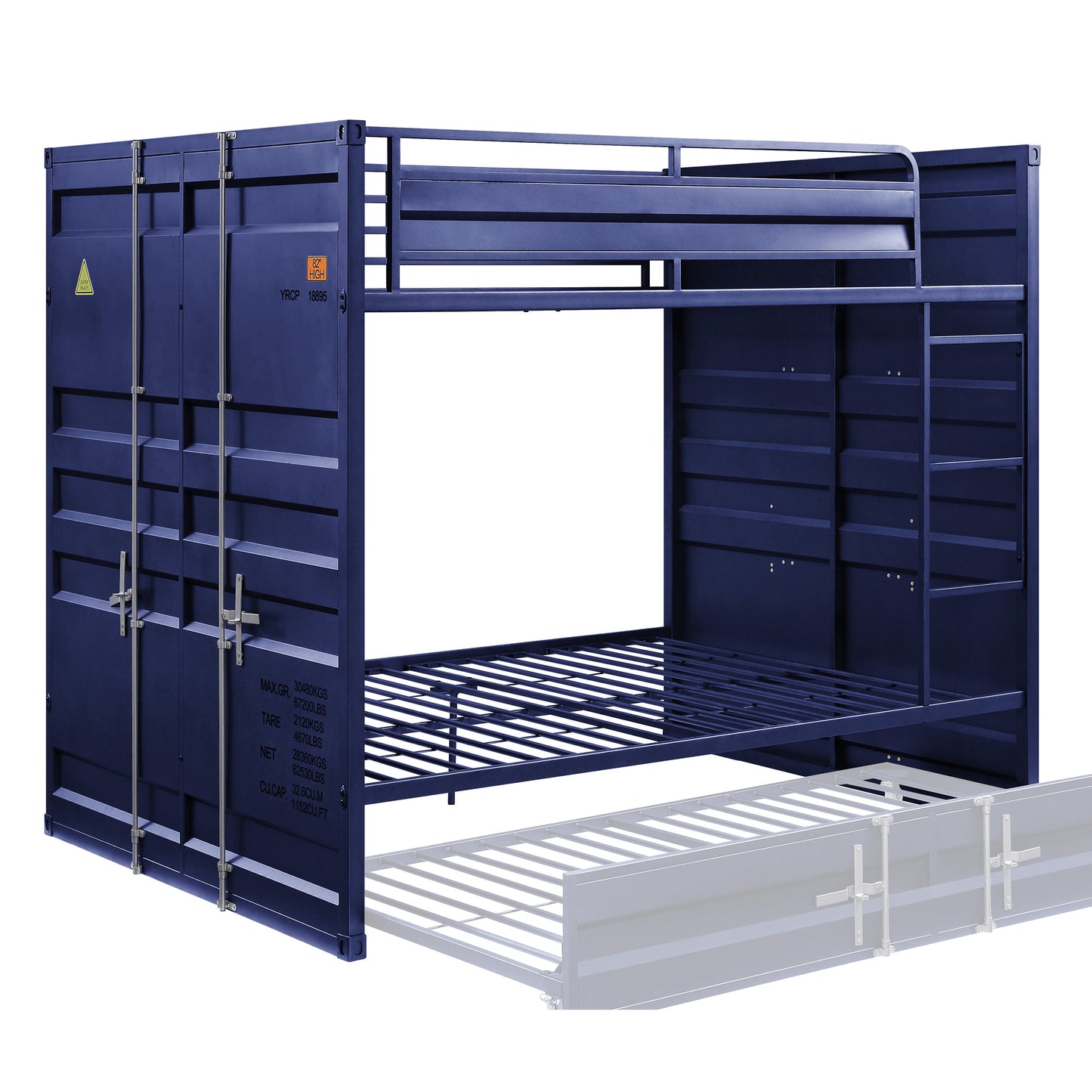 bellona full/full bunk bed, blue finish