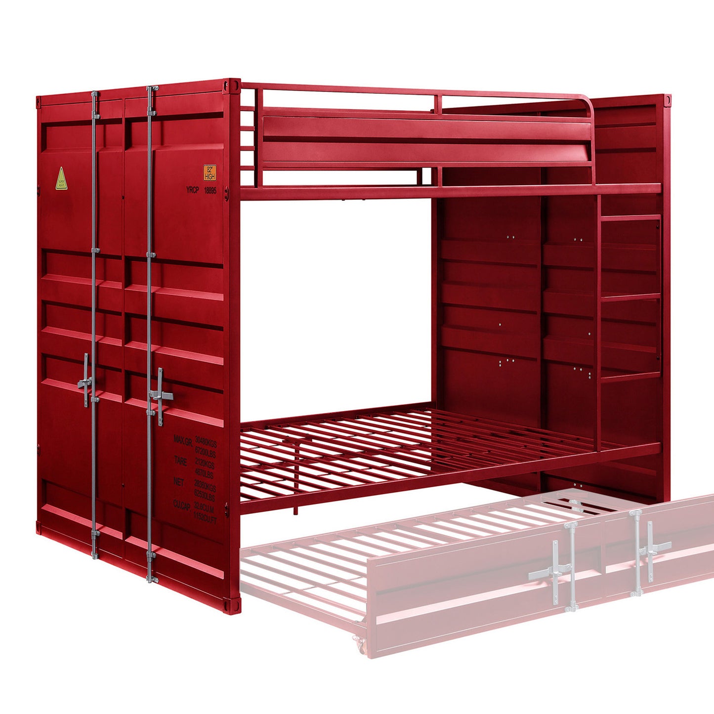 bellona full/full bunk bed, red finish