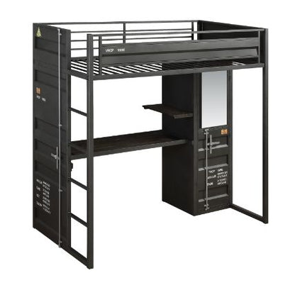 TWIN LOFT BED W/DESK & WARDROBE