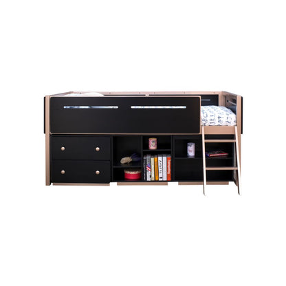 Boice Prescott Bookshelf (4 Compartments), Black & Rose-Gold Finish