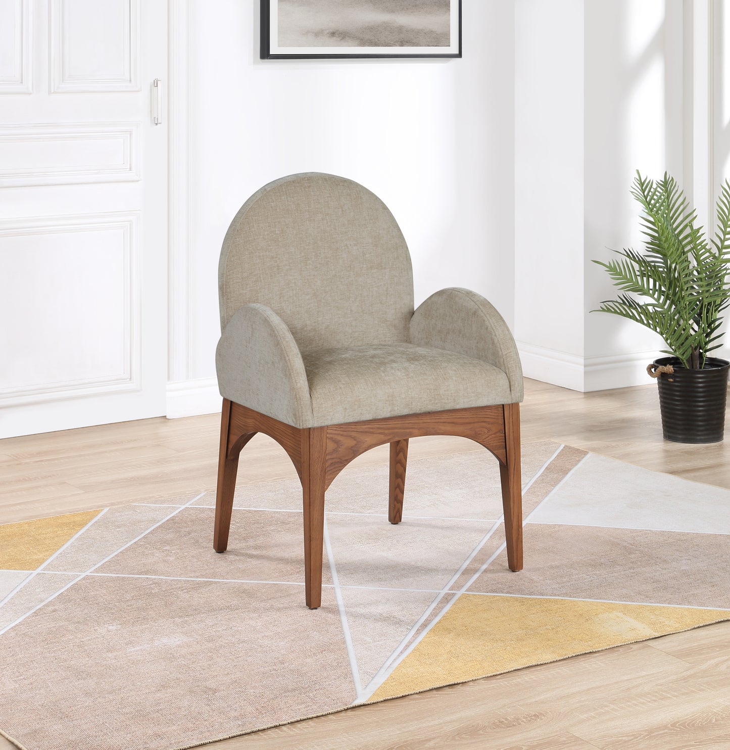 brielle beige chenille fabric dining chair ac