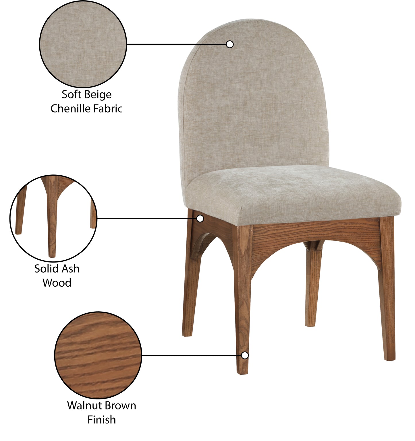 brielle beige chenille fabric dining chair sc