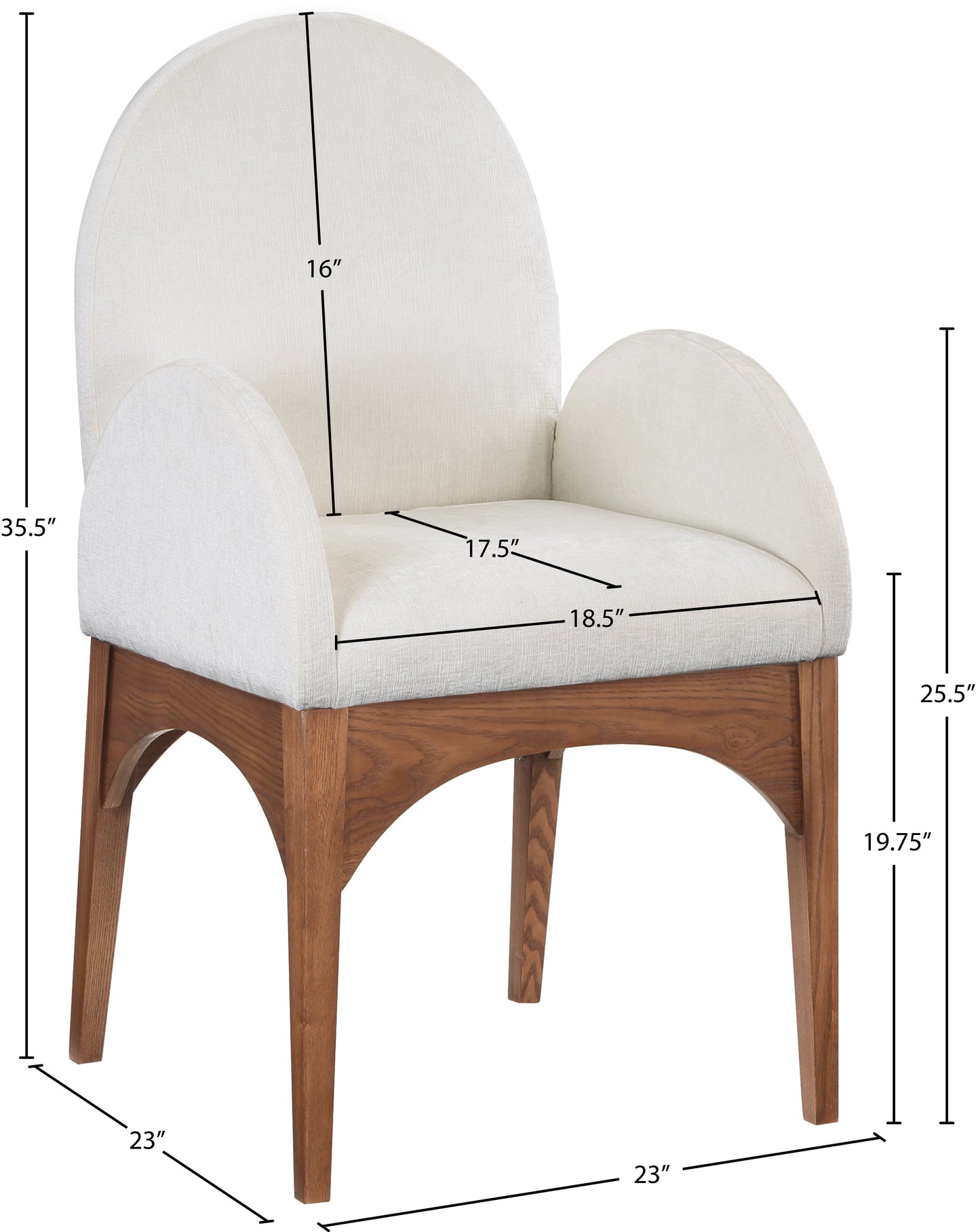 brielle cream chenille fabric dining chair ac