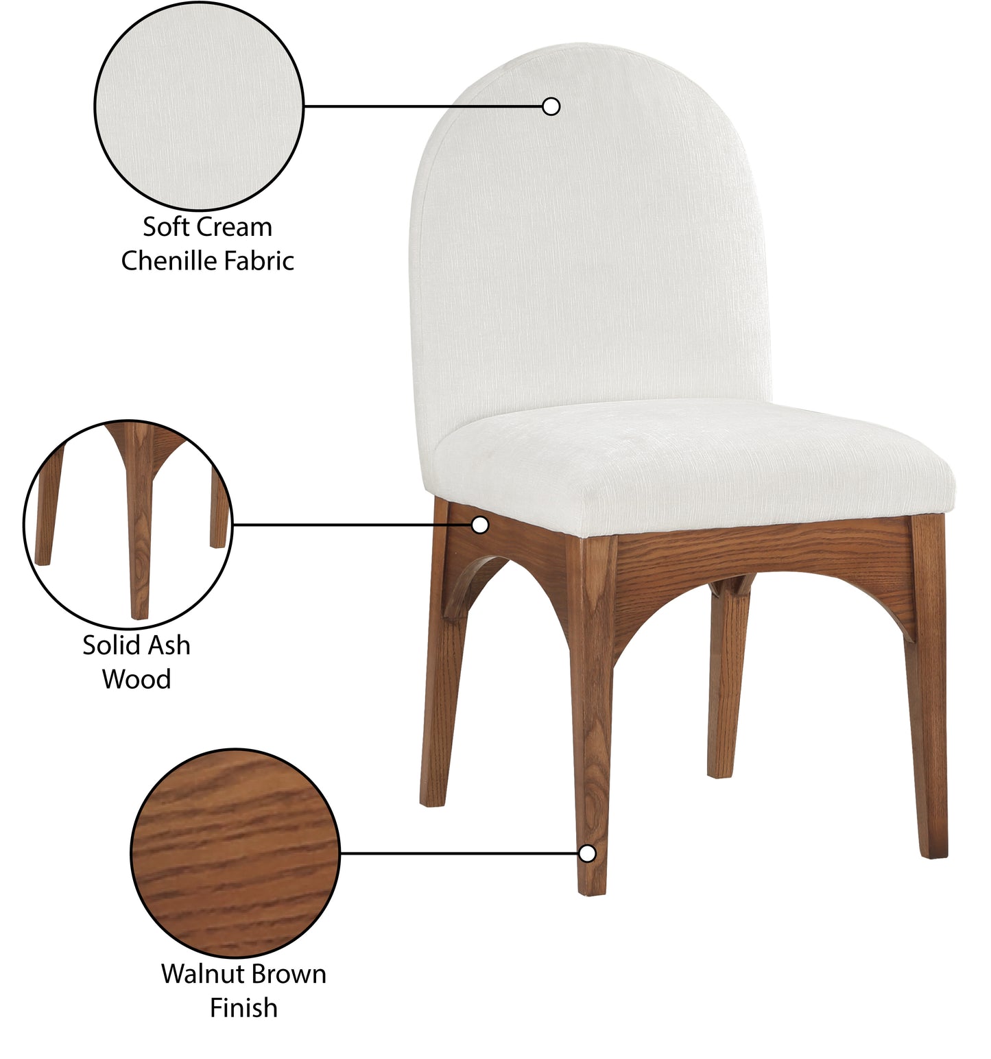 brielle cream chenille fabric dining chair sc