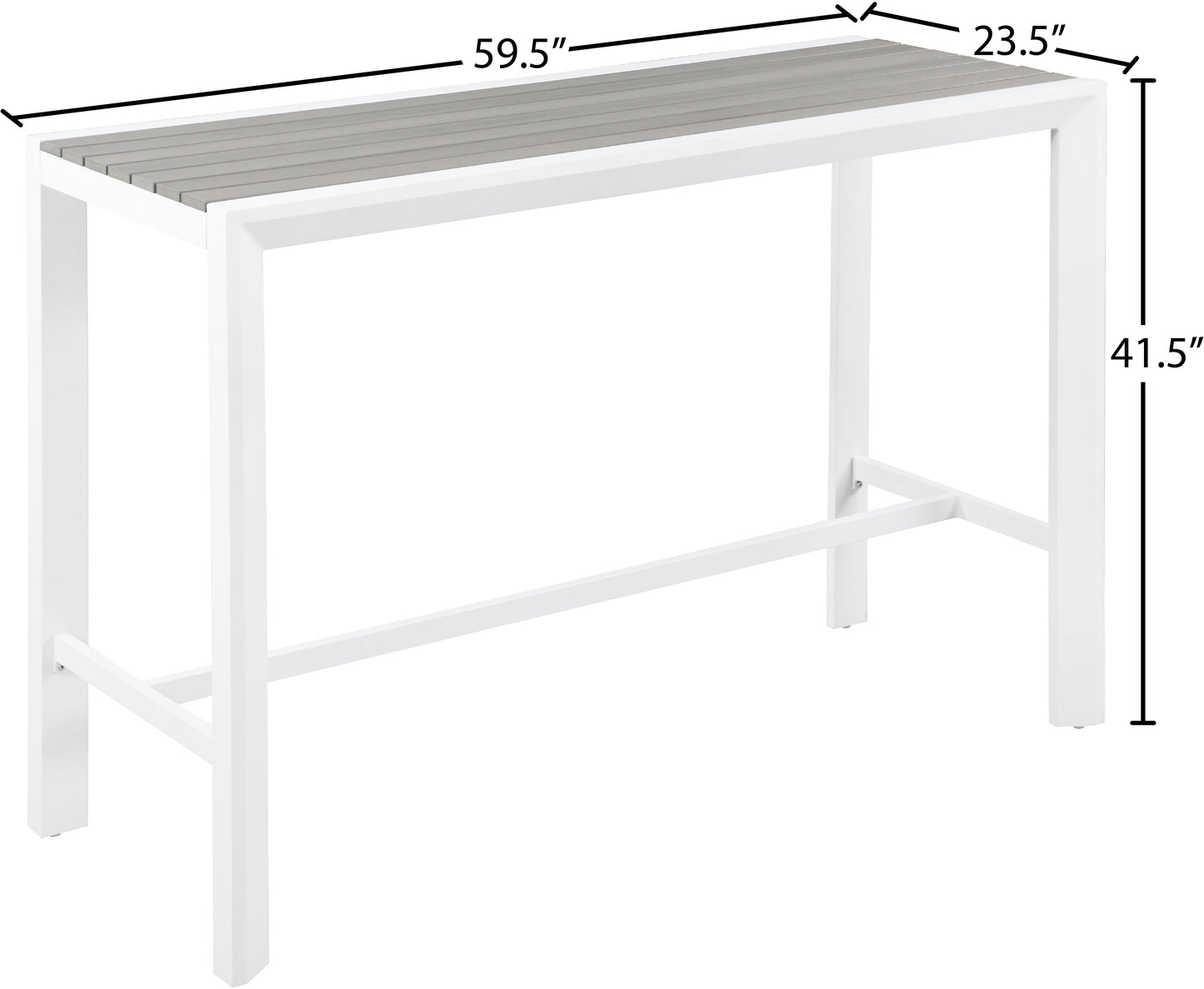 alyssa grey wood look accent paneling outdoor patio aluminum rectangle bar table t