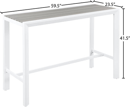 Alyssa Grey Wood Look Accent Paneling Outdoor Patio Aluminum Rectangle Bar Table T