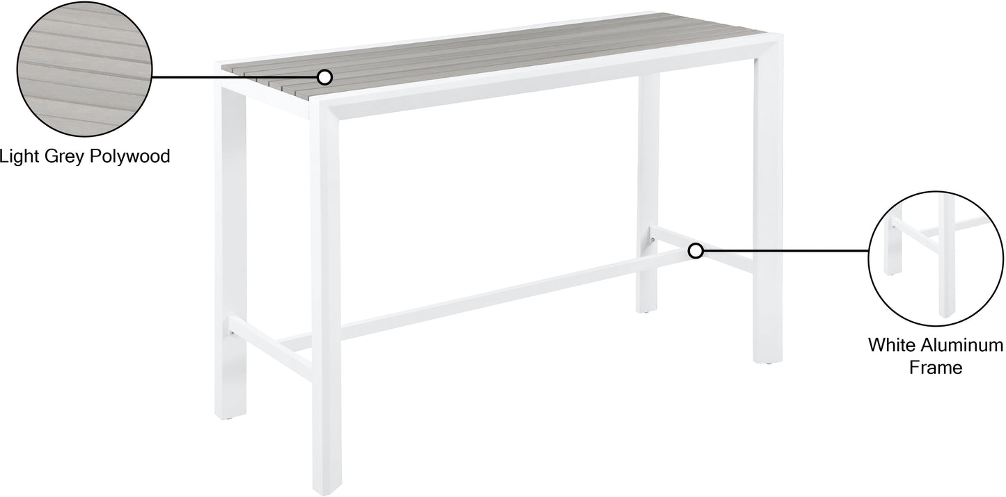 alyssa grey wood look accent paneling outdoor patio aluminum rectangle bar table t