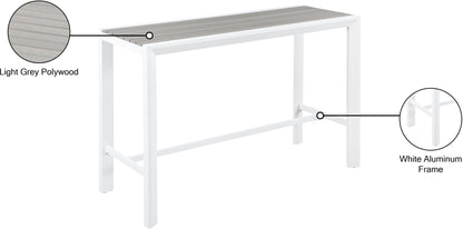 Alyssa Grey Wood Look Accent Paneling Outdoor Patio Aluminum Rectangle Bar Table T