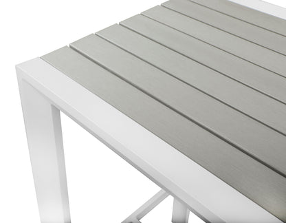 Alyssa Grey Wood Look Accent Paneling Outdoor Patio Aluminum Rectangle Bar Table T