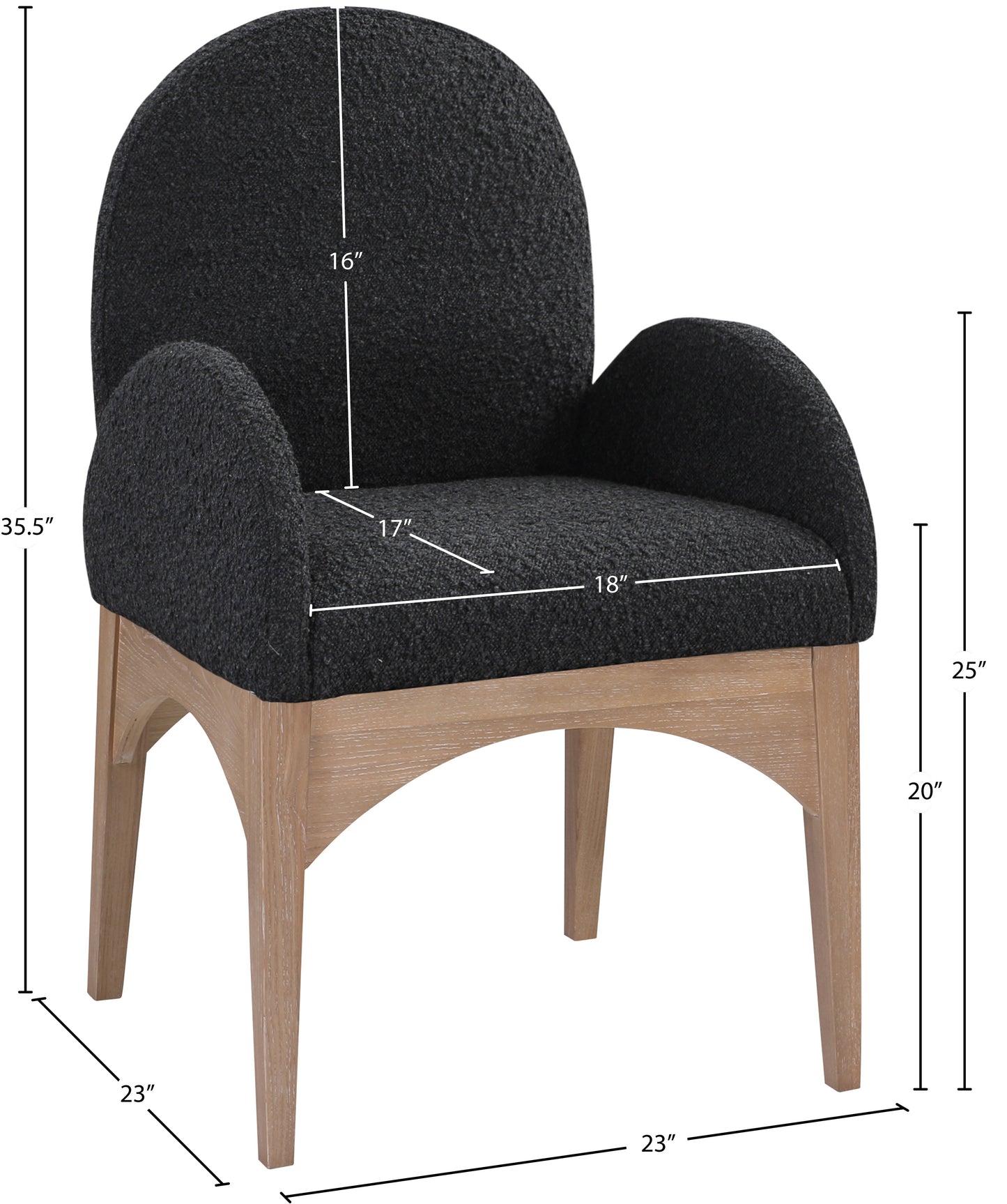 brielle black boucle fabric dining chair ac