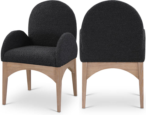 Sage Black Boucle Fabric Upholstered Dining Arm Chair, 1 Piece