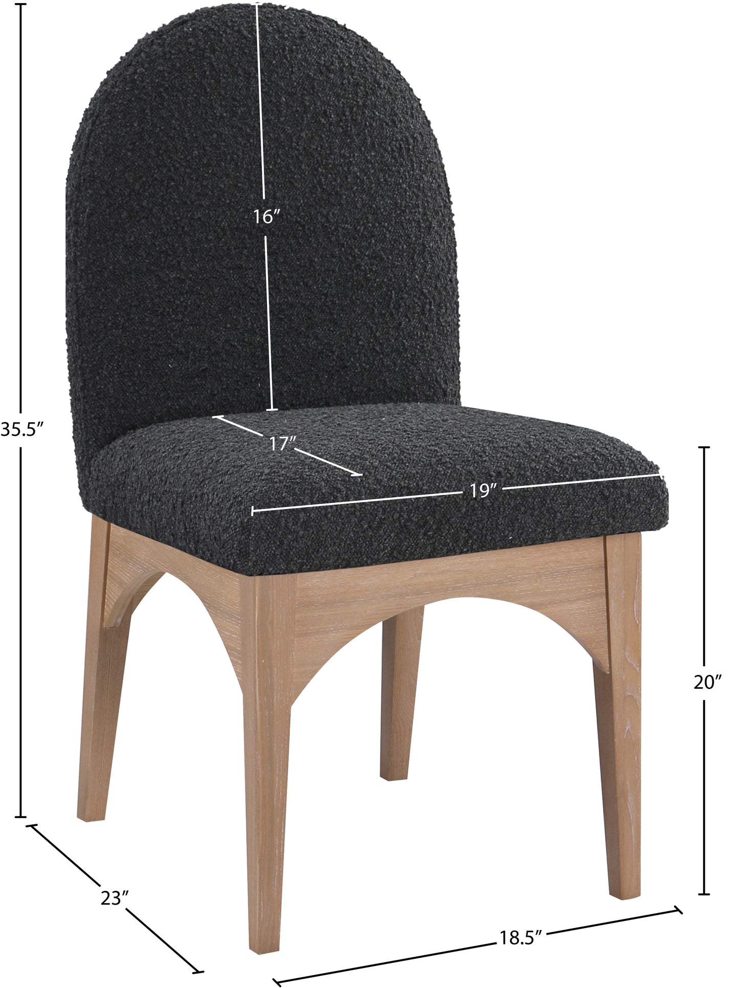 brielle black boucle fabric dining chair sc