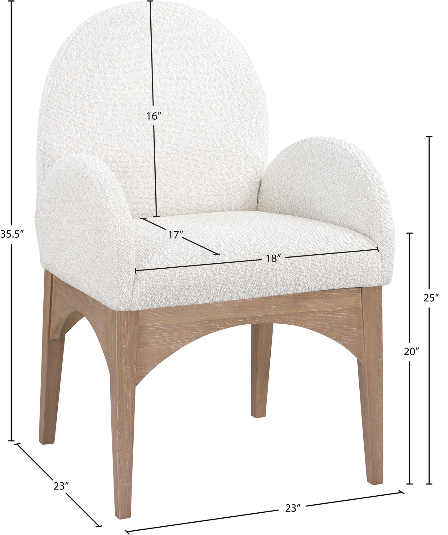 brielle cream boucle fabric dining chair ac