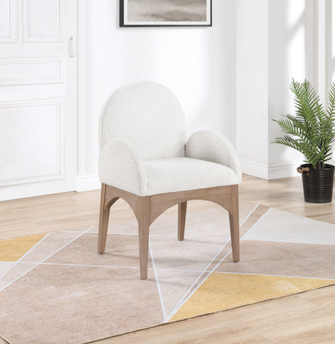 Sage Cream Boucle Fabric Upholstered Dining Arm Chair, 1 Piece
