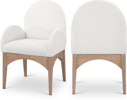 Sage Cream Boucle Fabric Upholstered Dining Arm Chair, 1 Piece
