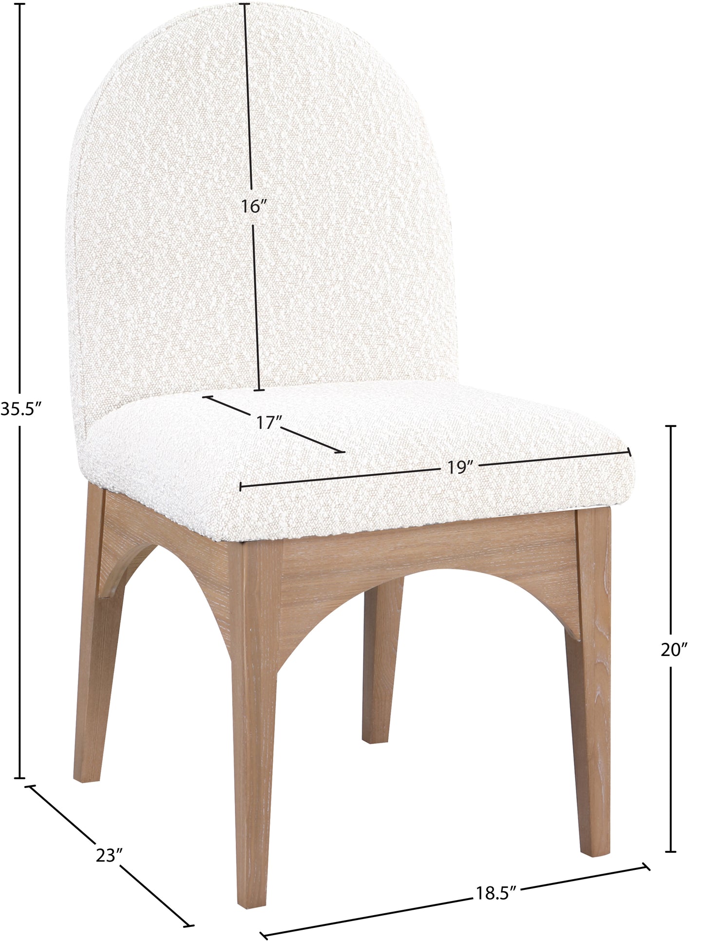 brielle cream boucle fabric dining chair sc