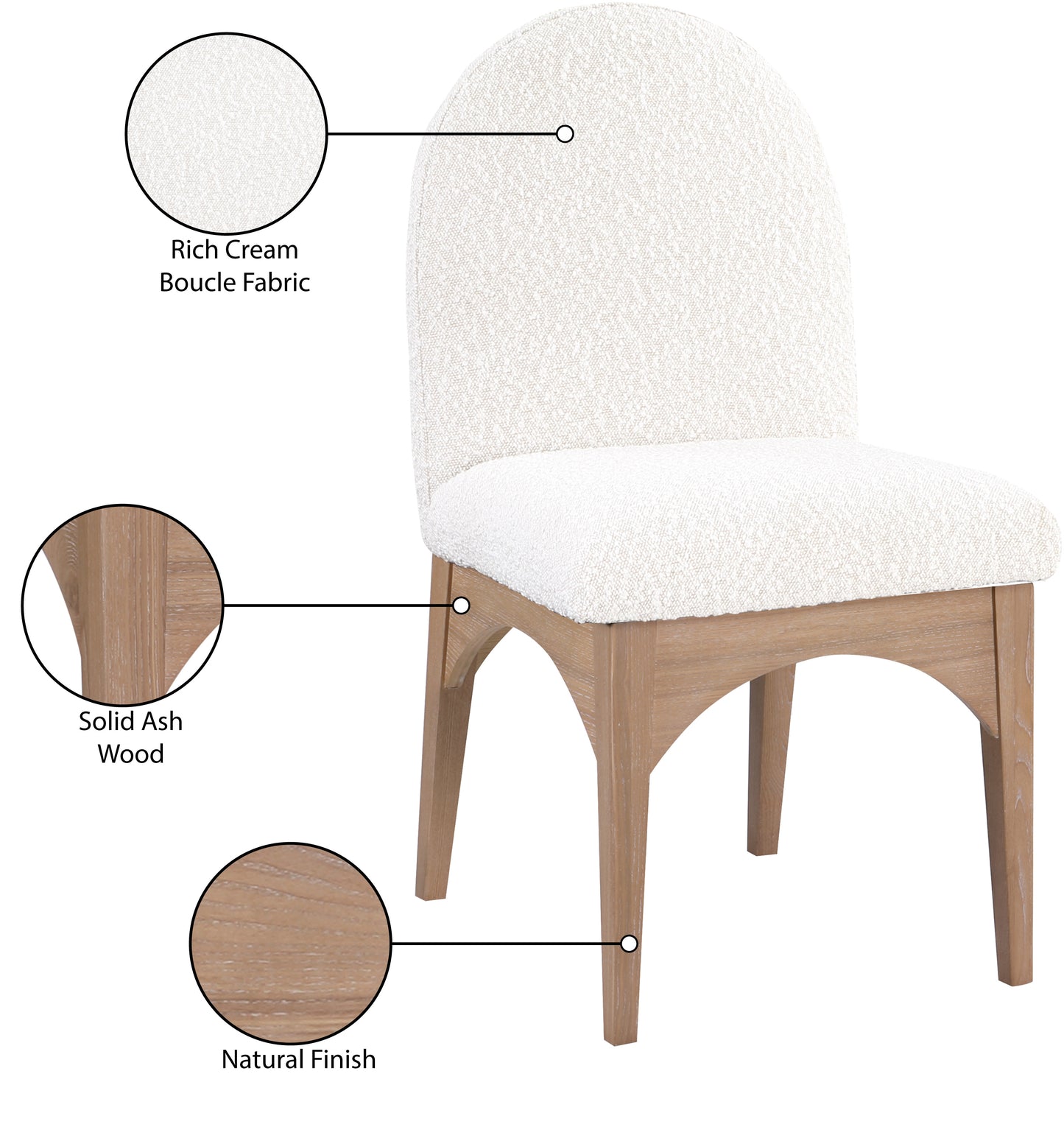 brielle cream boucle fabric dining chair sc