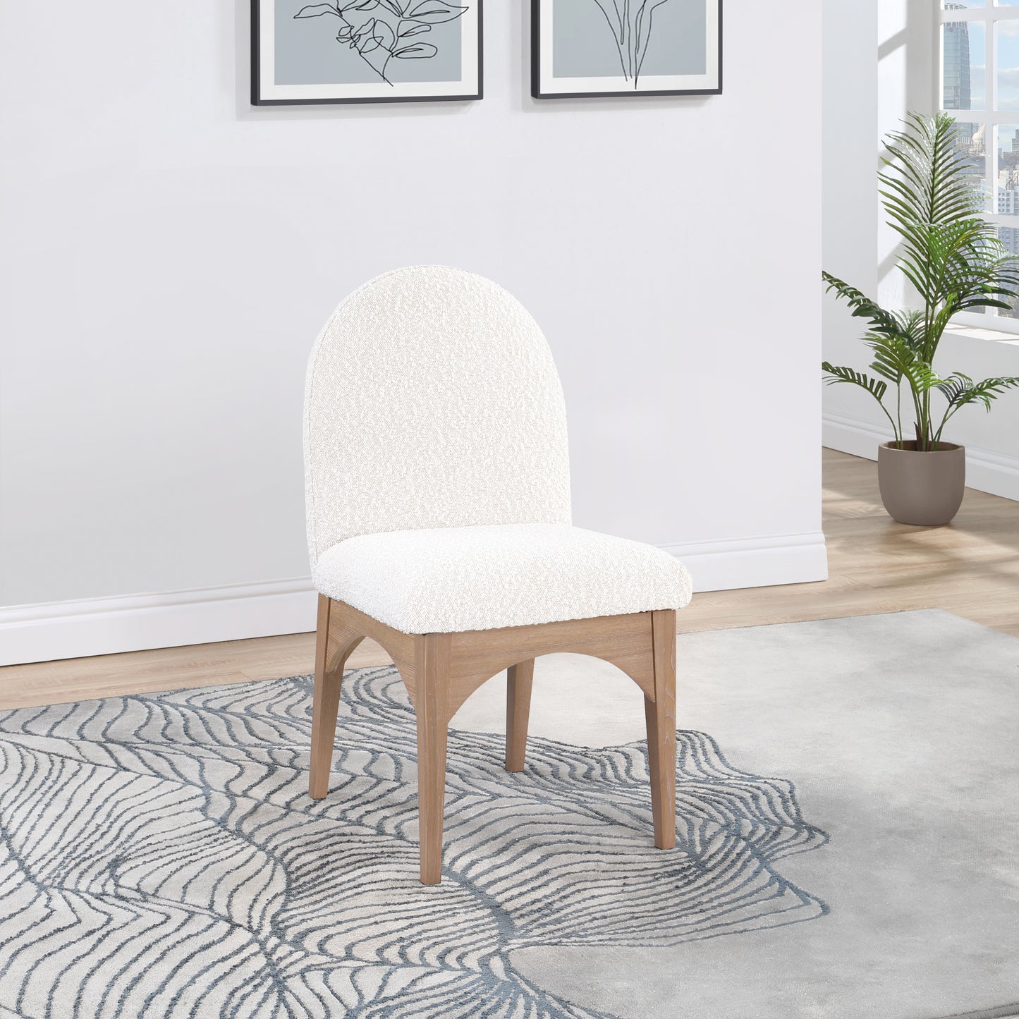 brielle cream boucle fabric dining chair sc