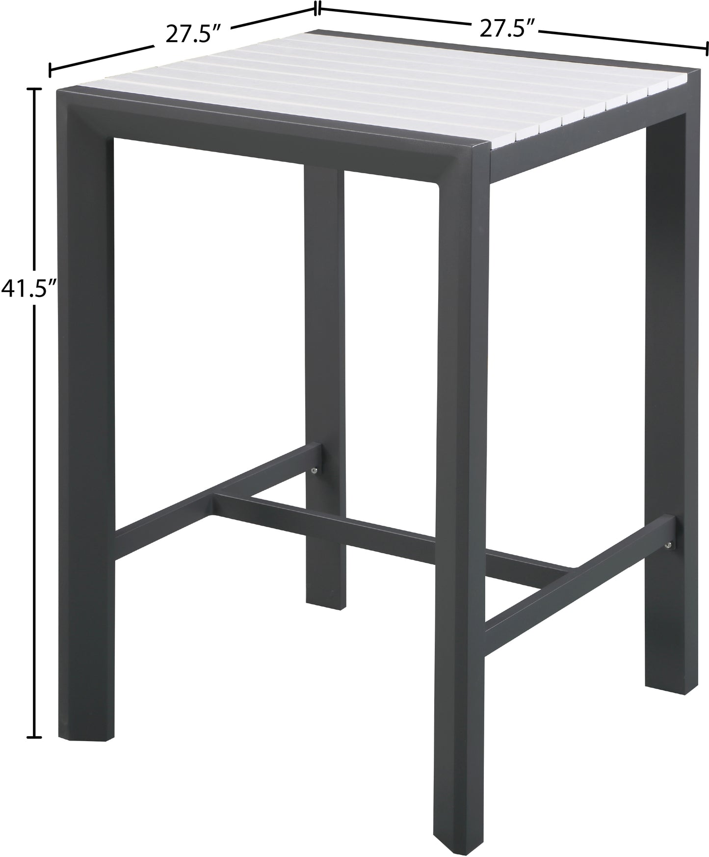 alyssa white wood look accent paneling outdoor patio aluminum square bar table t