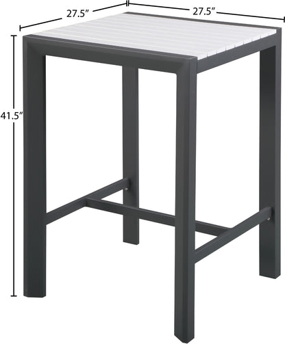 Alyssa White Wood Look Accent Paneling Outdoor Patio Aluminum Square Bar Table T