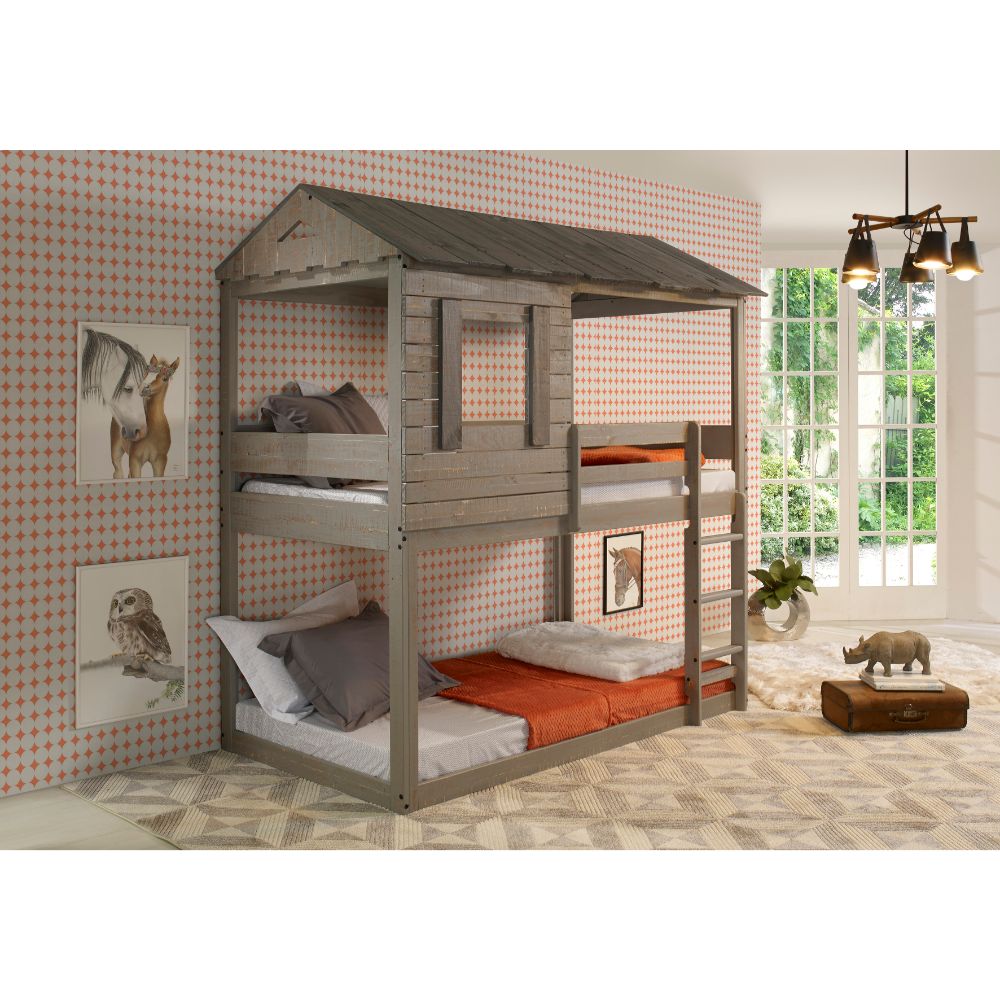 brancaster twin/twin bunk bed, rustic gray finish