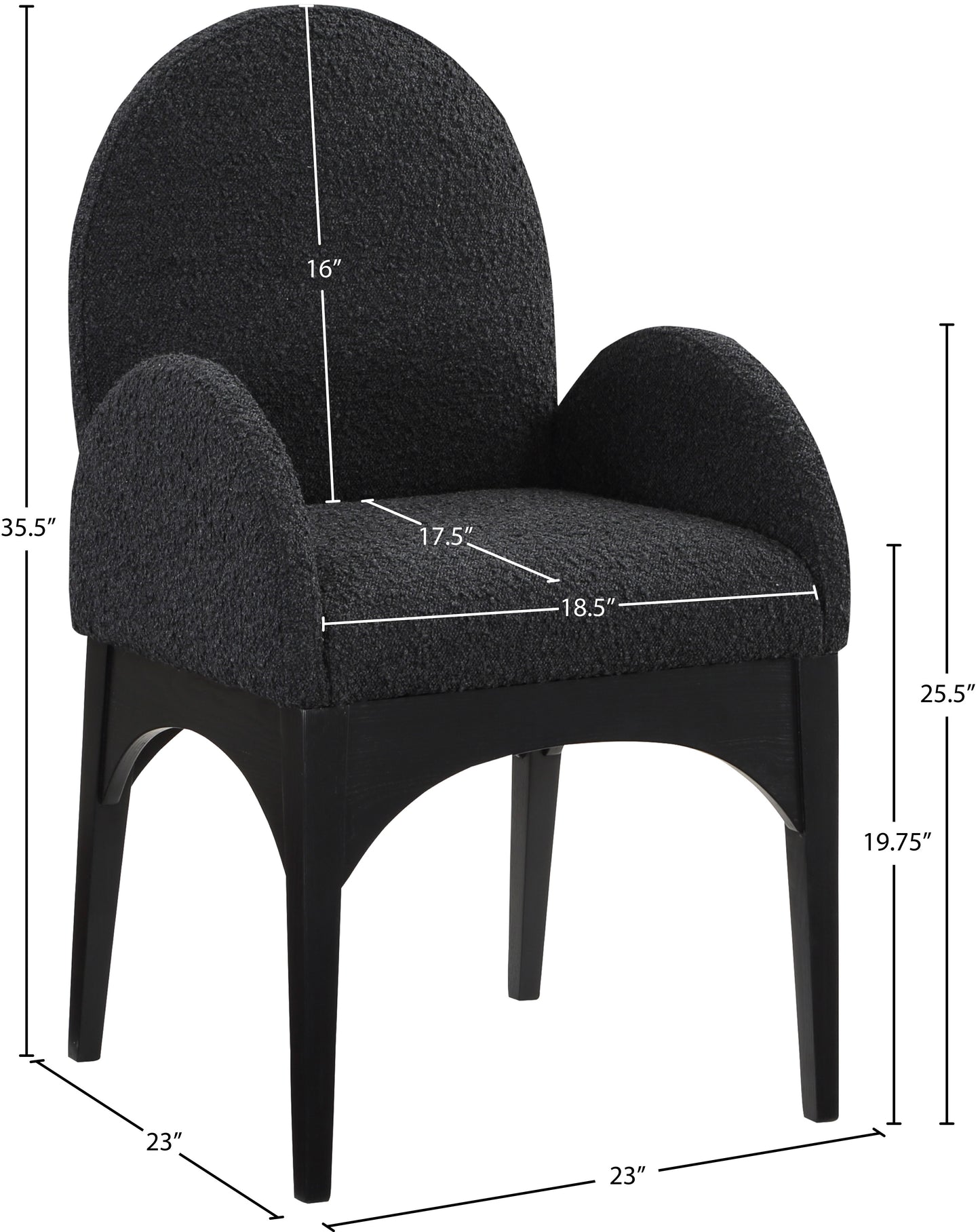 brielle black boucle fabric dining chair ac