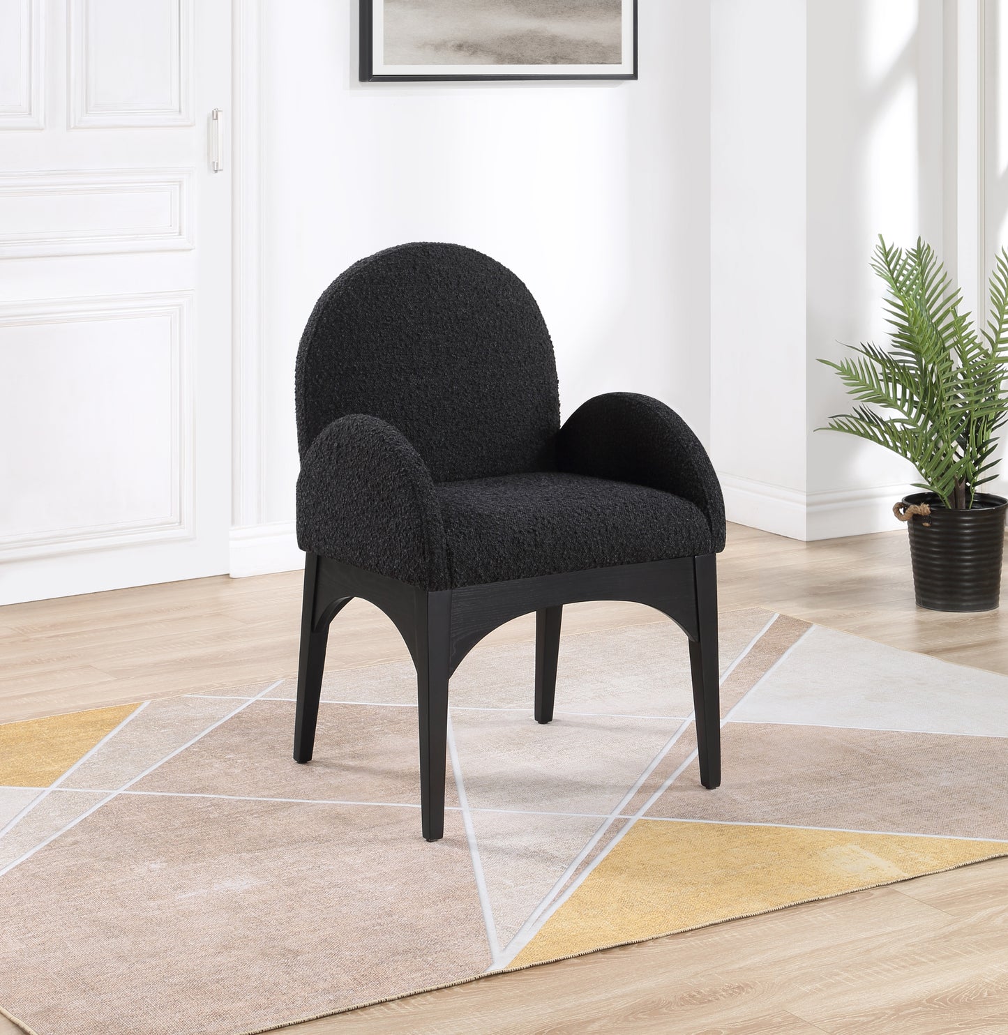 brielle black boucle fabric dining chair ac