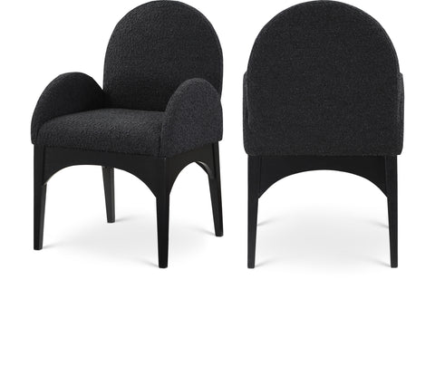 Sage Black Boucle Fabric Upholstered Dining Arm Chair, 1 Piece (Style 2)