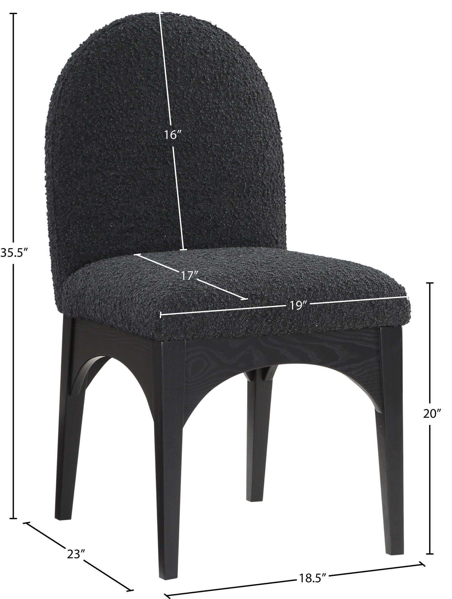 brielle black boucle fabric dining chair sc