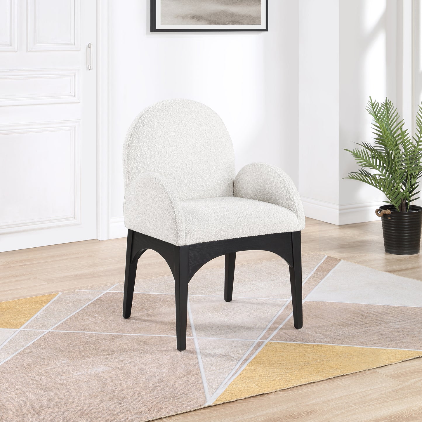 brielle cream boucle fabric dining chair ac