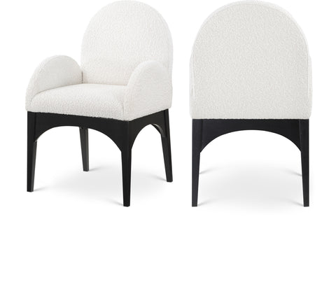 Sage Cream Boucle Fabric Upholstered Dining Arm Chair, 1 Piece (Style 2)